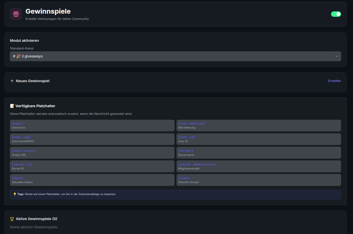 Screenshot: Giveaway-Konfiguration im Lythea-Dashboard mit Laufzeit und Gewinnerzahl